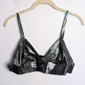 Urban Outfitters Out From Under Metallic Bralette Size Large L Dark Gray